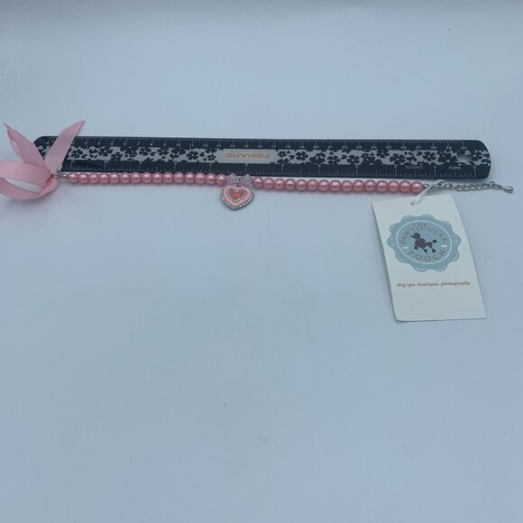 Pink Heart Dog Necklace with Crystal Accents - Medium - 140438 - Boutique - Picture 3 of 3